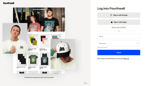 Fourthwall
				signin page example