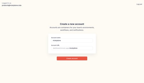 Knock
				account setup page example