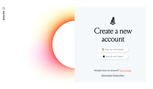 Mymind
				signup page example