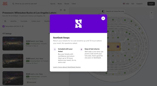 SeatGeek
				modal & popover page example