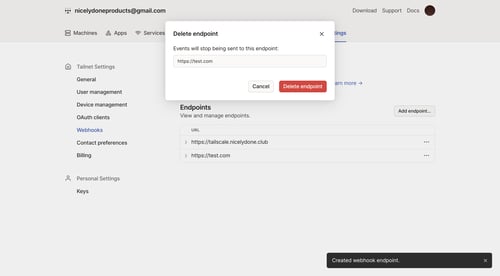 Tailscale
			modal screen configuration settings sidebar navigation delete modal dialog sidebar user termination table ux ui design