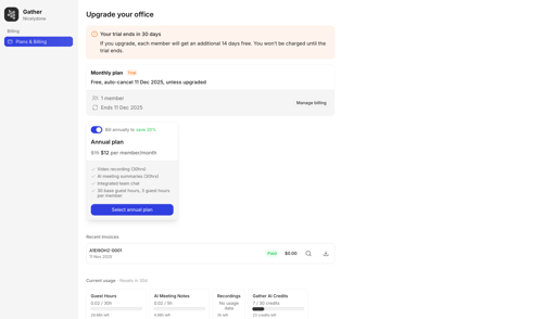 Gather screen example
