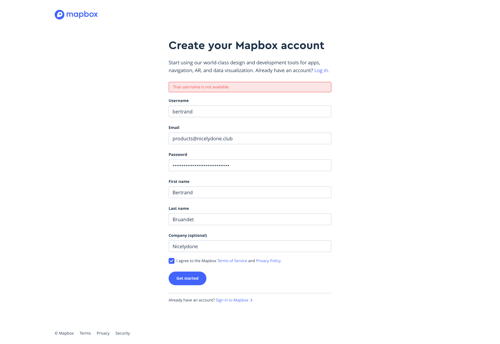 Mapbox
				signup page example