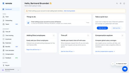 Remote
				dashboard & stats page example