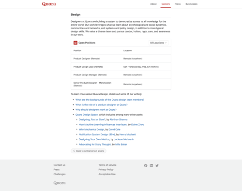 Quora
				careers page example