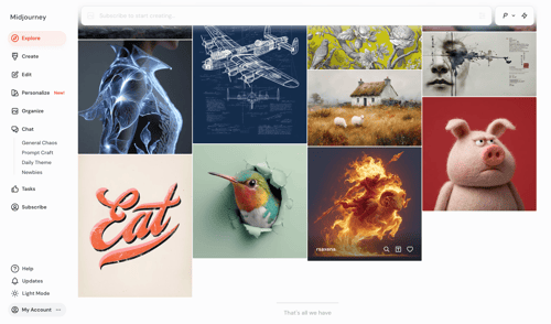 Midjourney
				home page example