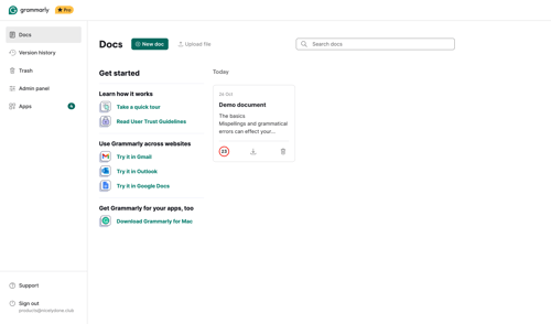 Grammarly screen example
