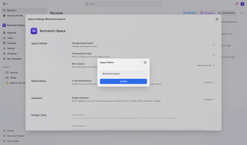 Craft screen example