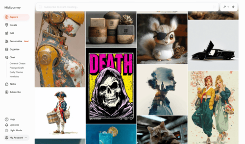 Midjourney
				home page example