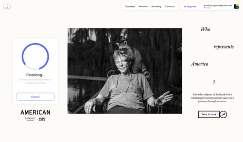 WeTransfer
				landing page page example