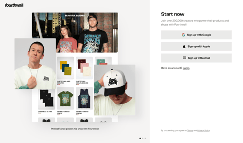 Fourthwall
				signup page example