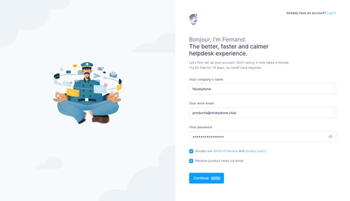Fernand
				signup page example