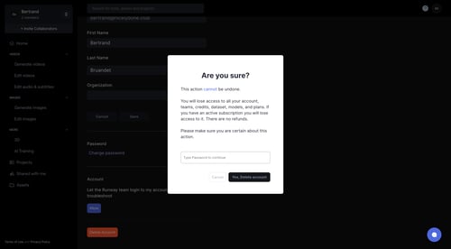 Runway
			settings sidebar navigation user management account management form user settings account settings account deletion password management sidebar change password user termination edit mode ux ui design