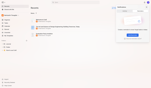 Craft screen example