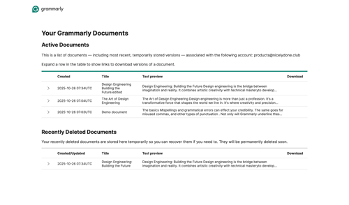 Grammarly screen example