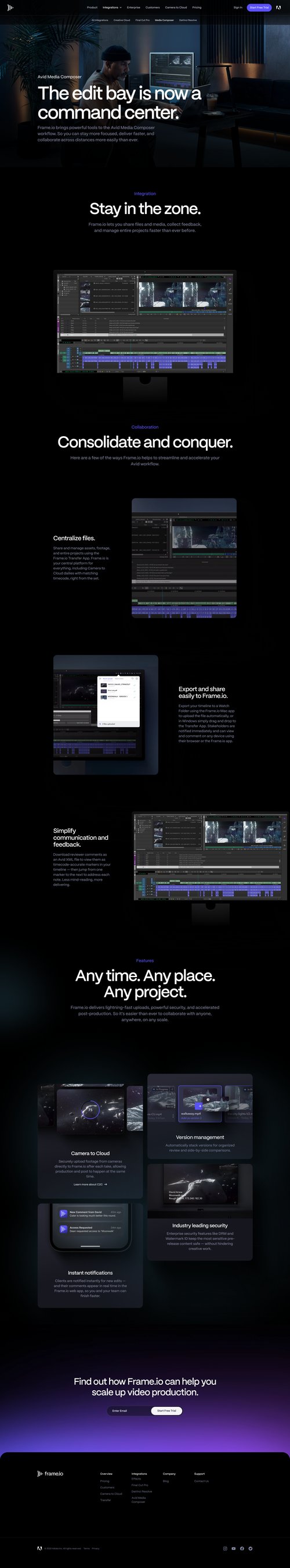 Frame.io
				integrations page example