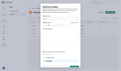 Grammarly screen example