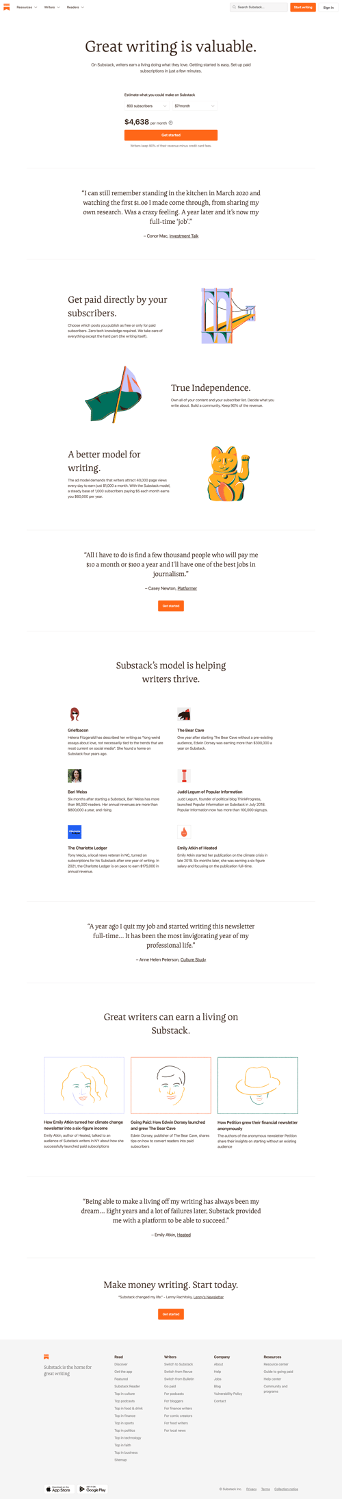 Substack
				plans & pricing page example