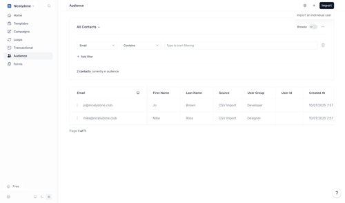 Loops screen example