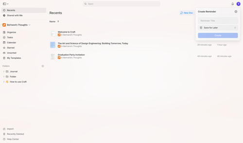 Craft screen example