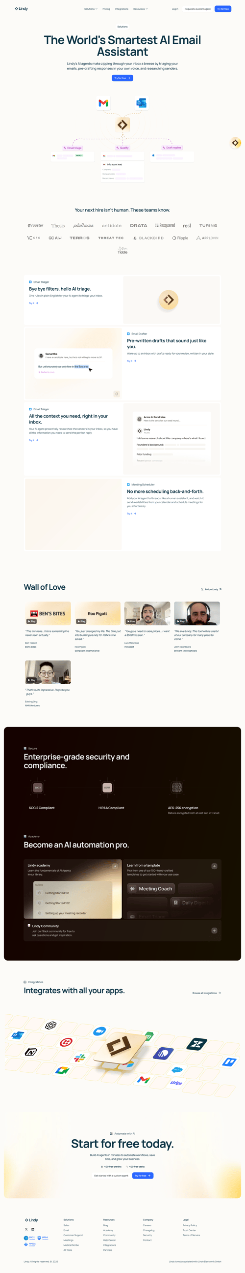 Lindy
				integrations page example