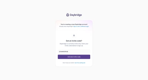 Daybridge
				signup page example