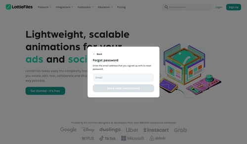 Lottie
				password reset page example