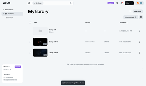Vimeo screen example