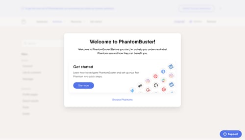 PhantomBuster
				onboarding page example