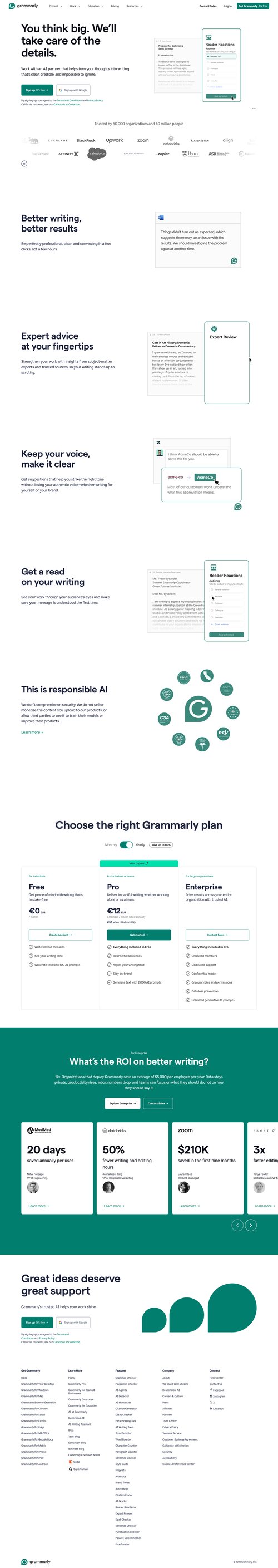 Grammarly
				landing page page example