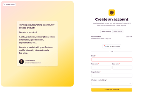 Outseta
			     ux ui design