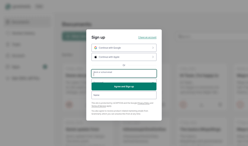 Grammarly
				signup page example