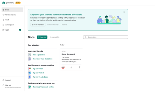 Grammarly screen example