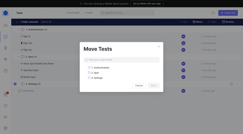 Waldo selecting folder screen example
