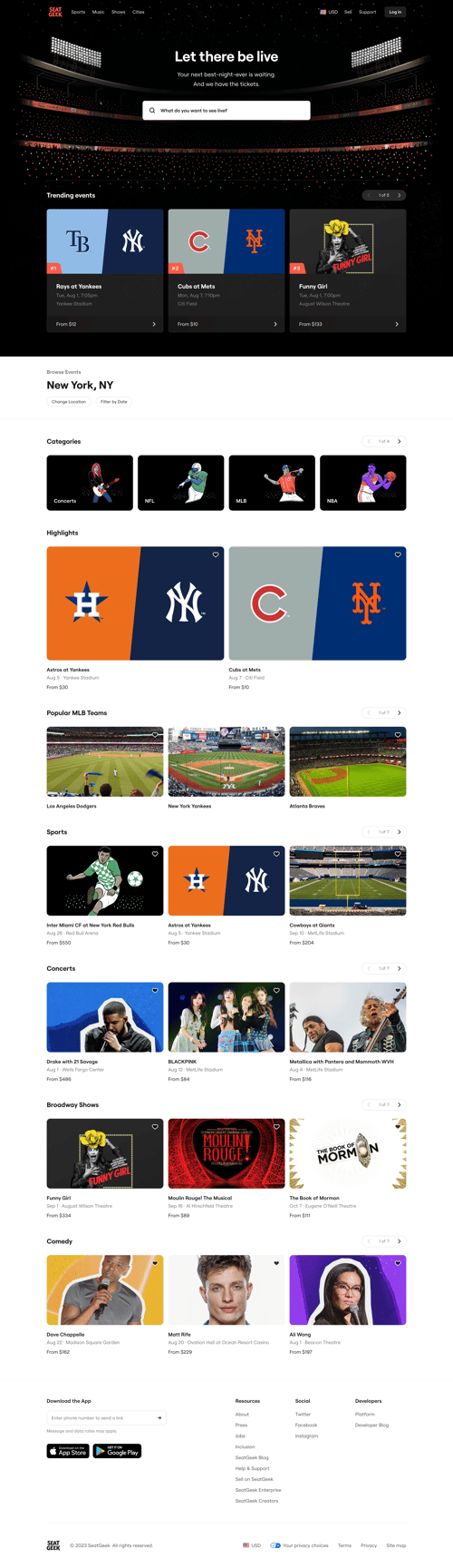 SeatGeek
				 page example