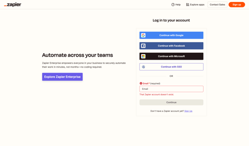 Zapier
				signin page example