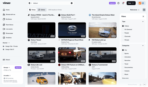 Vimeo screen example