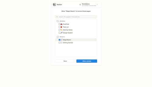 Magic Beans
				integration settings page example