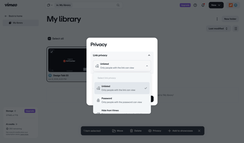 Vimeo screen example