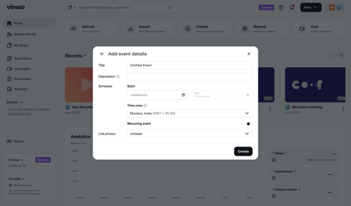 Vimeo screen example