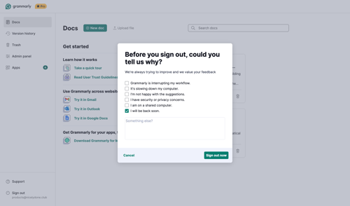 Grammarly
				home page example