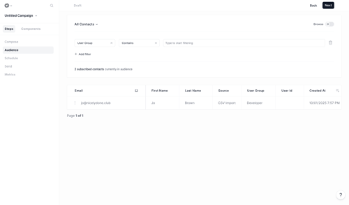 Loops screen example