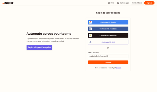 Zapier
				signin page example