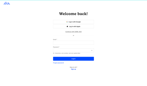 Air
				signin page example