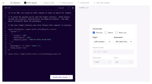 Duffel
				onboarding page example