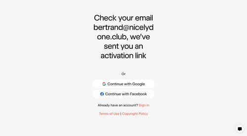 Exactly
				signup page example
