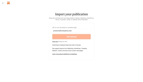 Substack
				import page example