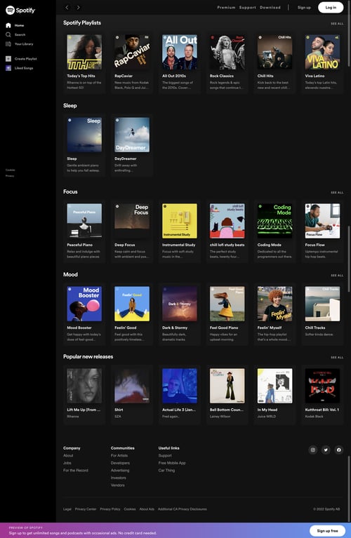 Spotify screen example