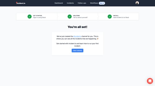 Incident
				onboarding page example