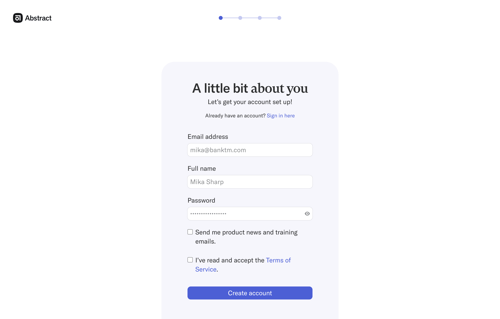 Abstract
				signup page example
